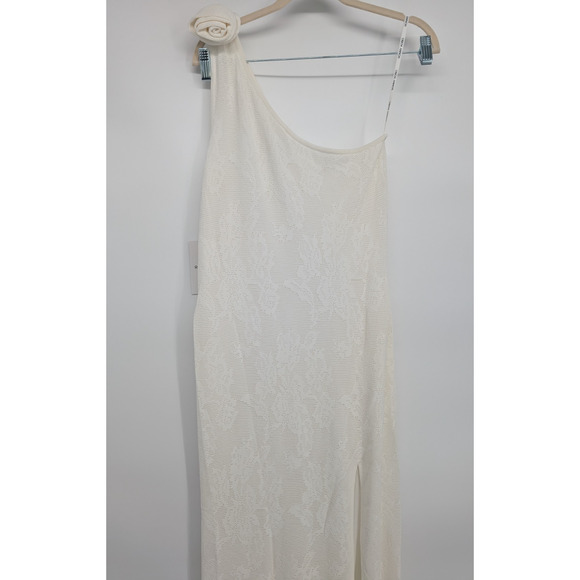 NWT Ronny Kobo Owena One-Shoulder Side-Slit Maxi Gown Size XL Ivory #ND452 - Picture 5 of 13